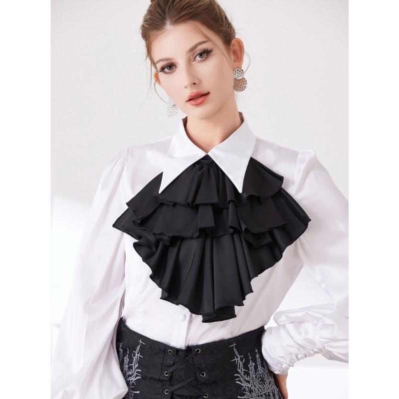 Courtstyles Cravat Necktie Collar Breathable Polyester Detachable Collar Colonial Jabot for Formal Event Women Accessory