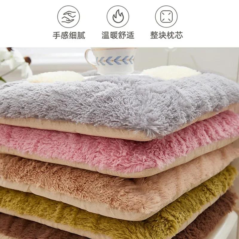 Thickened Seat Cushion Winter Plush Plaid Office Chair Cushion Thick Soft Floor Cushions Anti Slip Car Seat Mat Home Decor