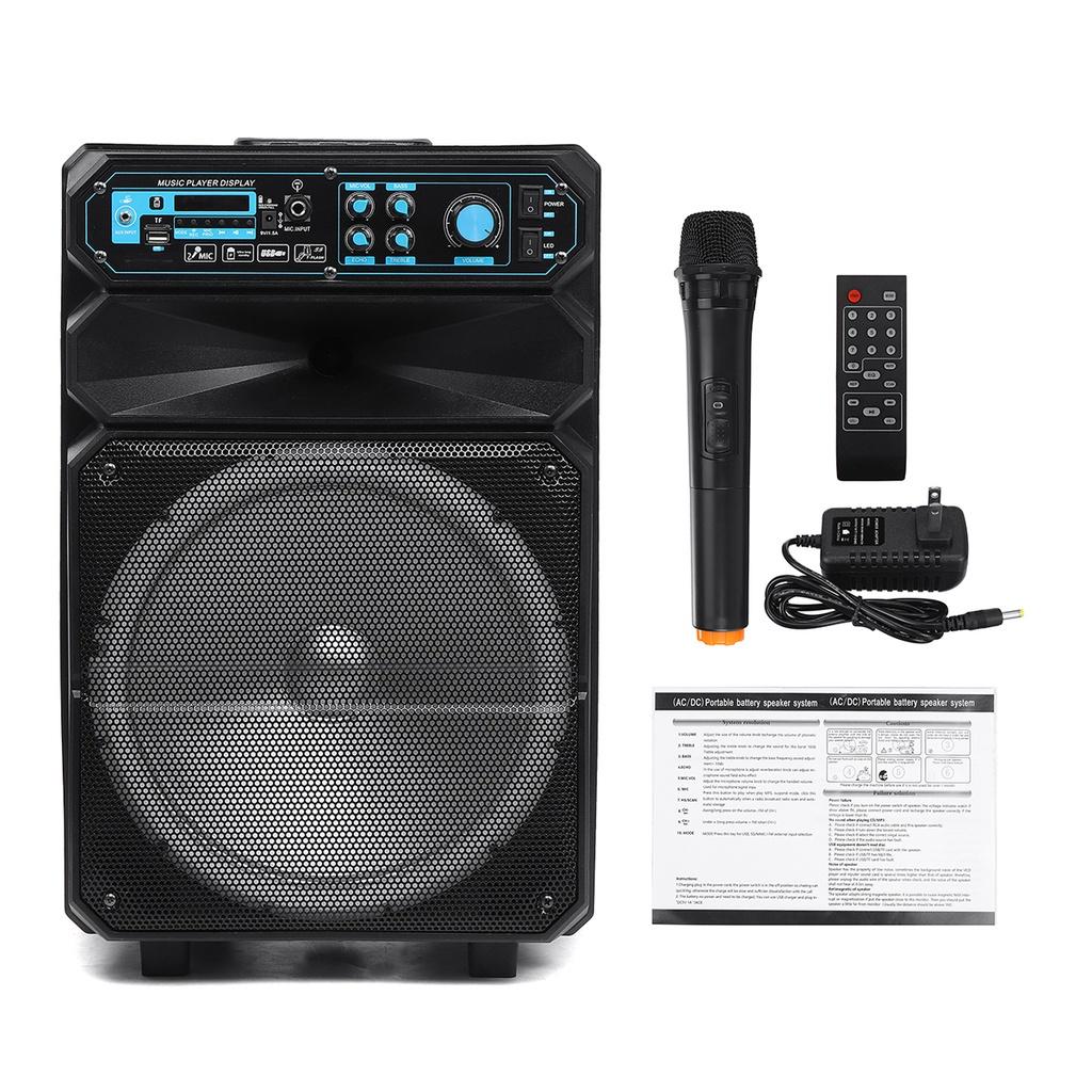 12inches 2000W LED Portable Bluetooth Speaker Box Trolley Speakers Home Theater Karaoke Sound Box with Wireless Microphone