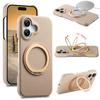 Case for iPhone 16 - PC+Leather/PU, Khaki, With Stand