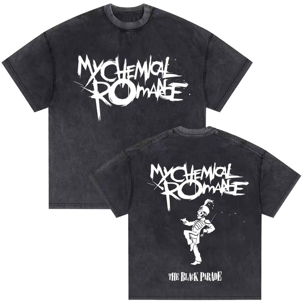 2026 Washed Vintage My Chemical Romance 2007 Tour T Shirt Men Women Parade Punk Emo Rock Band T-shirts Gothic Cotton Oversized T-shirts