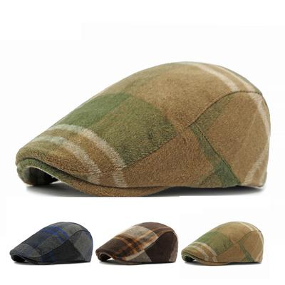 Hut Damen Herbst Winter Plaid Baskenmütze Herren Britische Mütze