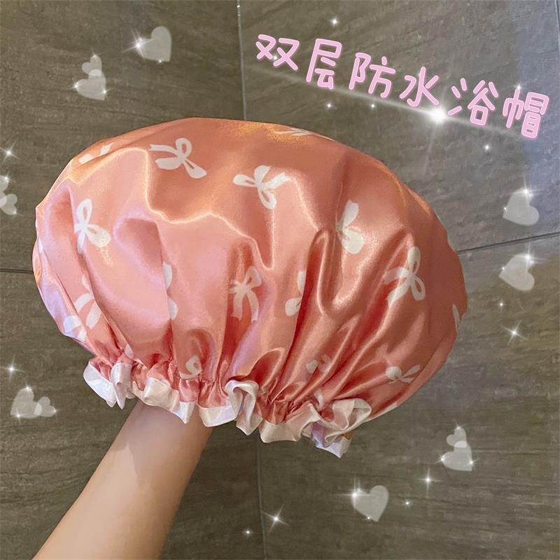 Waterproof Double-Layer Shower Cap for Women - New Style, Dustproof, Kitchen & Makeup Head Cover, Thickened for Adults