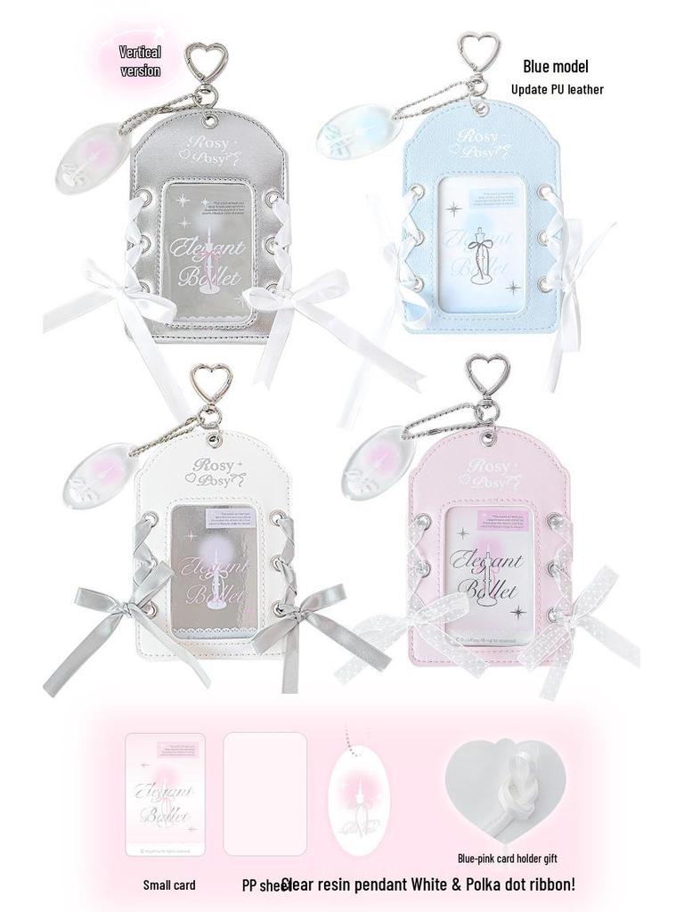 Leather Ballet Lace-Up ID Card Holder - Soft, Compact, Horizontal Design