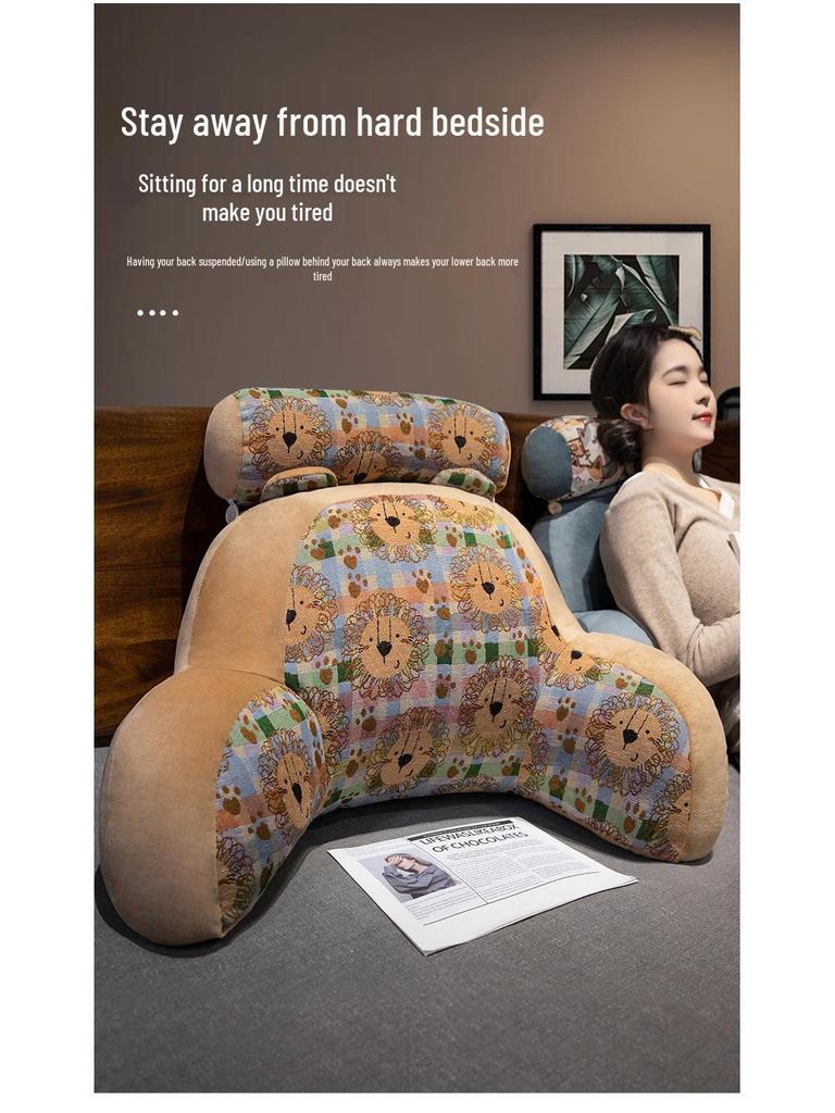 Retro Style Lumbar Support Pillow - Cushioned Headboard Backrest for Bed & Sofa