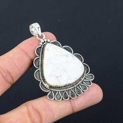 Friendship Day Deal Sterling Silver Pear Howlite Gemstone Mother Pendant Jewelry