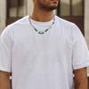 Mprainbow Hiphop Cuban Splicing Bead Chain Necklaces for Men Boys,Green Natural Stone Pearl Collar,Stylish Unisex Jewelry Gift