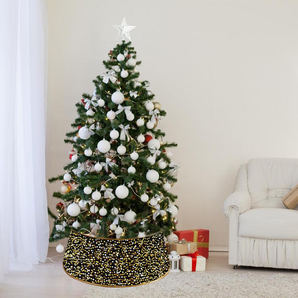 Delicate Sequin Christmas Tree Skirt Sequin Glitter Christmas Tree Skirt Practical Stand Cover for Seasonal Decors