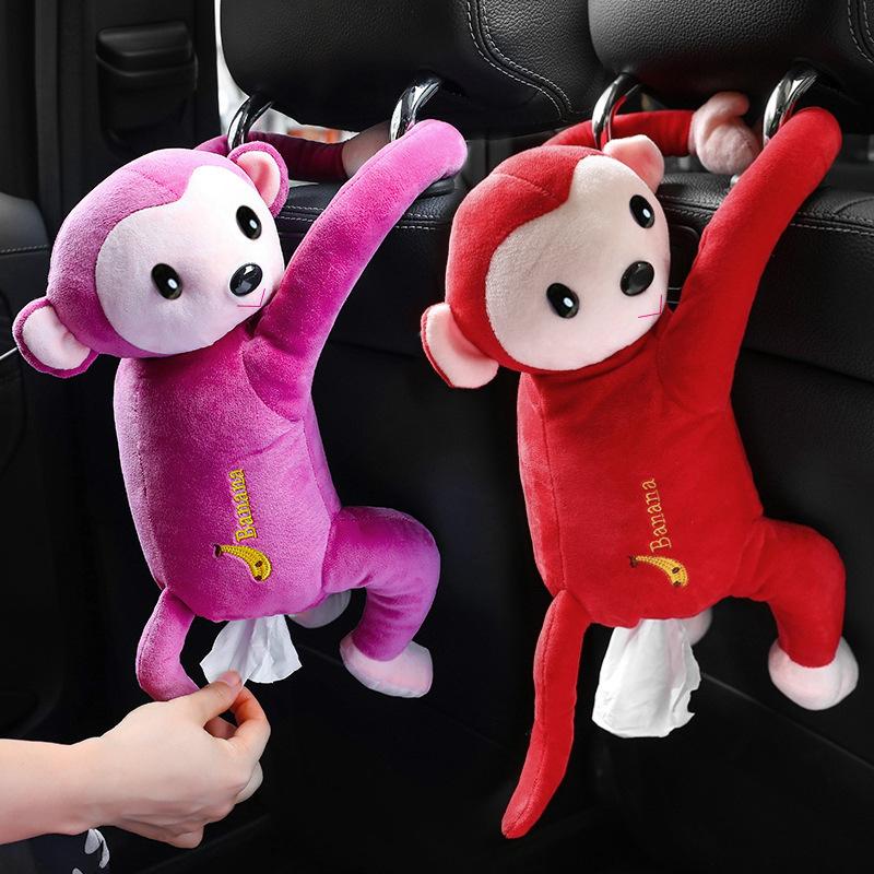Creative Pippi Monkey Tissue Box Auto Supplies Tissue Pumping Hanging Car Seat Back Pumping Cartoon Cute