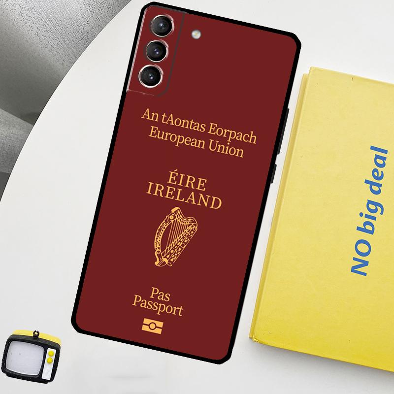 Irish Passport Ireland Flag Case For Samsung Galaxy S23 Ultra S22 S21 S20 FE Note 20 Ultra S8 S9 S10 Note 10 Plus Cover