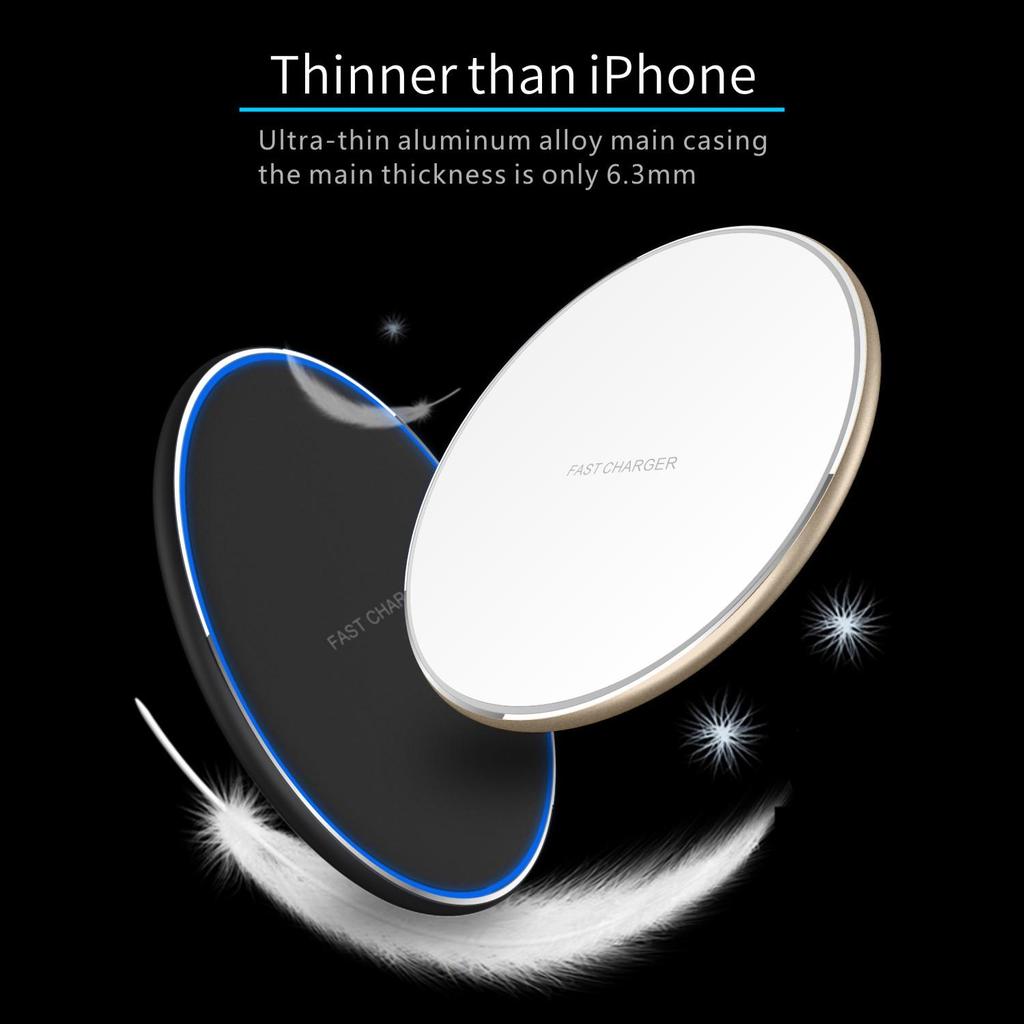 Ultra-Thin 15W Fast Wireless Charger for Apple & Huawei Devices