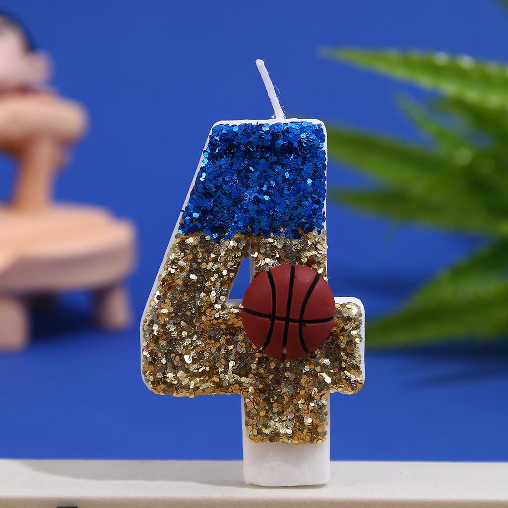 Birthday Candle Number 0-9 Red Blue Cake Candle with Red Basketball,Birthday Party Kids Adults Anniversary Celebrations Supplies