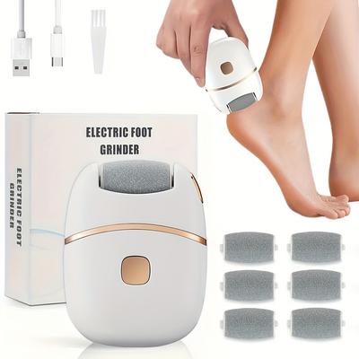Electric Foot Grinder with 3 Grinding Heads Rechargeable Pedicure Tool for Dead Skin Removal and Foot Care At Home