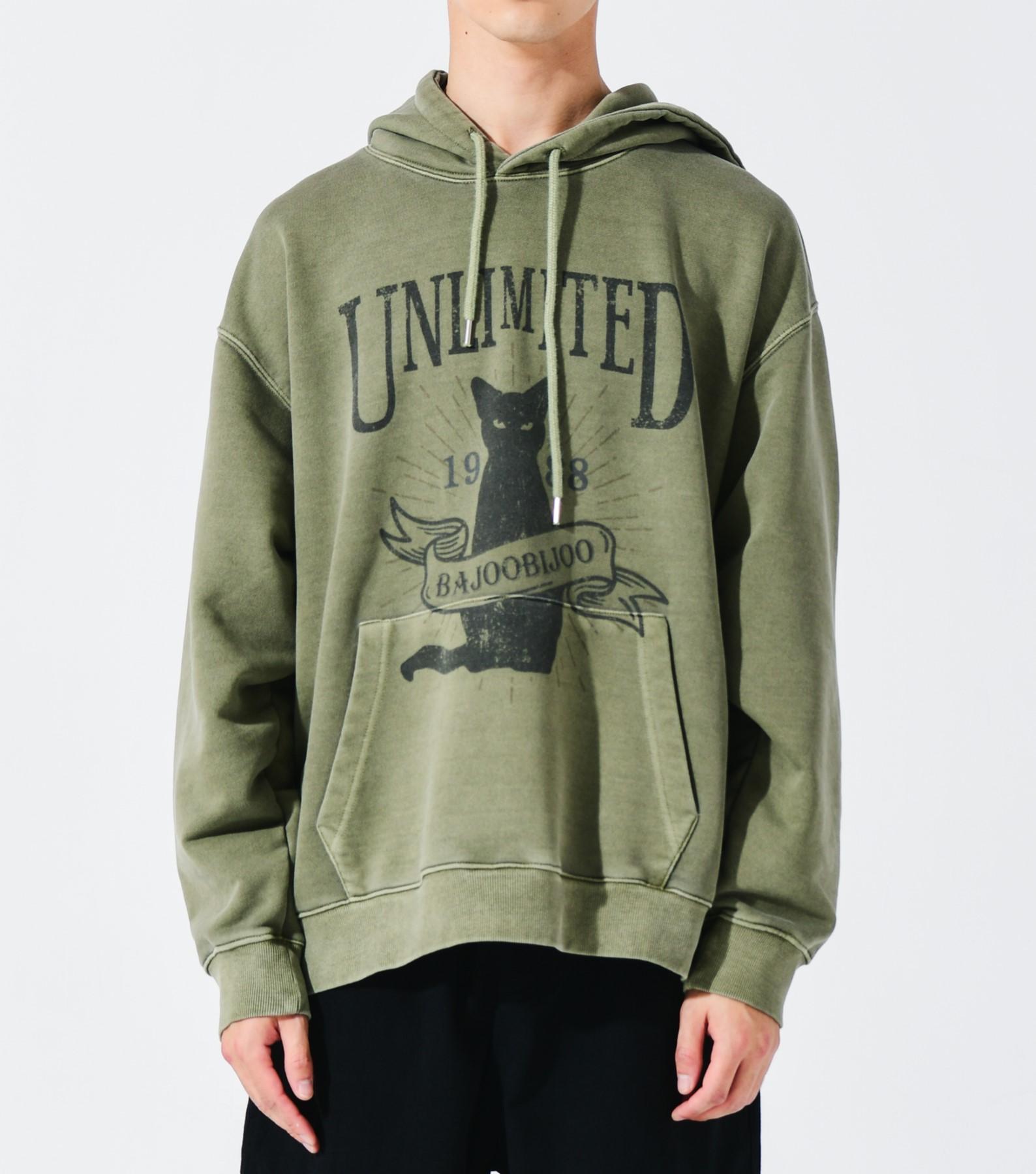 Bajubiju Unlimited Cat Pigment Hoodie [Khaki] L