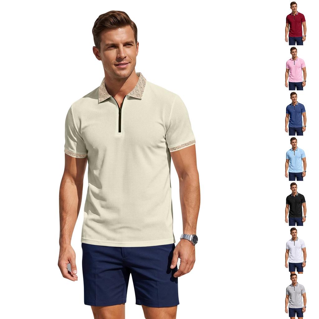 Men's Casual Short Sleeve Half-Zip Shirt – Versatile Design – Fit – Everyday Wear for Summer – for Casual Outings