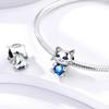 Original Hatched Snake White Rabbit Blue Zircon Heart Catcopper Animal Pendant Charm Bead Fit Bracelet Women Gift Accessory