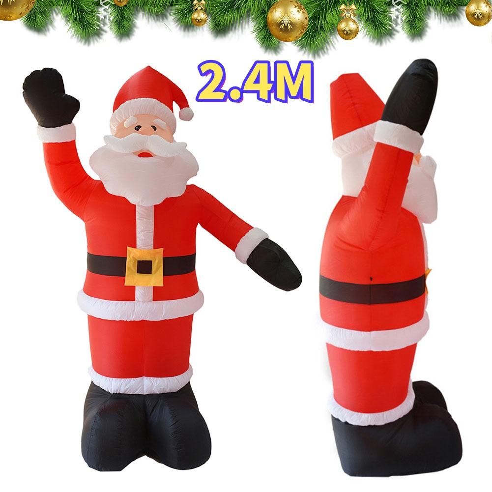 Ogromny Święty Mikołaj Dekoracja Świąteczna Dmuchane Zabawki Ze Światłem LED 2,4M Dmuchany Model Prezent Świąteczny Dekoracja Wewnętrzna Zewnętrzna