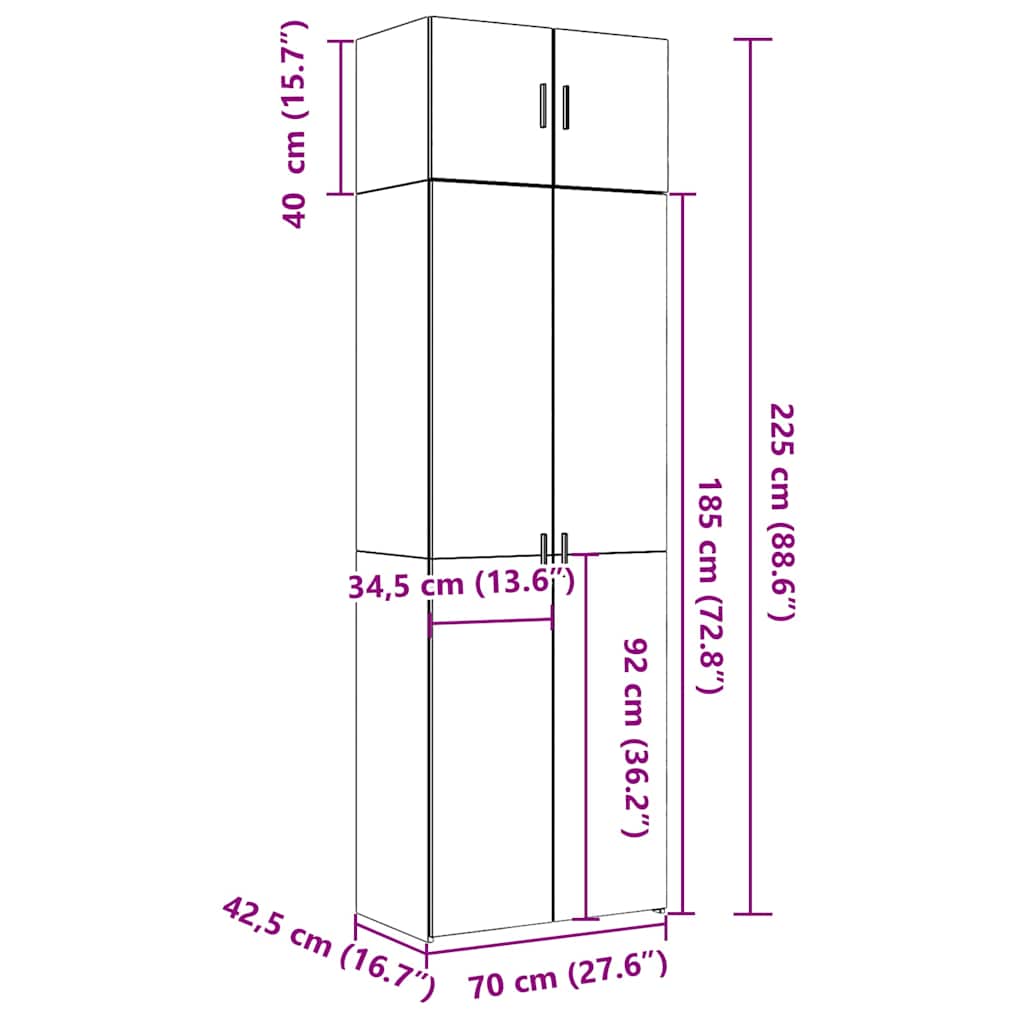 High Cabinet Sonoma Oak 70 x 42.5 x 225 cm Particleboard