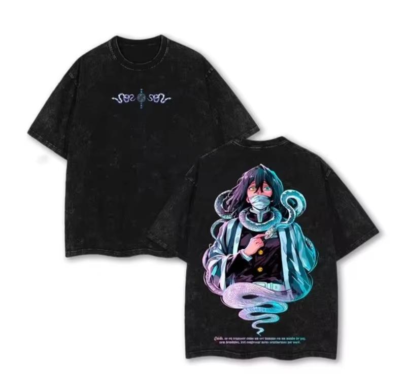 Demon Slayer Anime Man Women  Cotton Short Sleeve Tee Streetwear Vintage Washed Tshirt Casual Tops Summer Yk  New