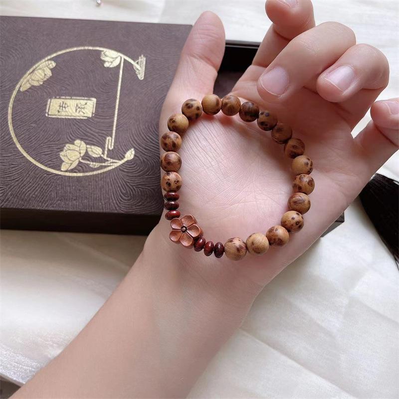 

Authentic Old Peach Wood Buddhist Beads, Original Natural Cliff Cypress Bracelet for Women, Vintage Fragrant Wood, Gift for Girlfriend or Best Friend 8mm