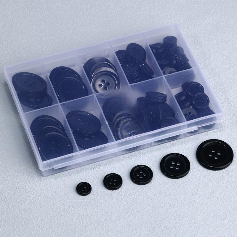 

100Pcs 4-Hole Craft Buttons Black/White Resin Circular Sewing Buttons Suitable For Sewing Decoration Diy Accessories чорний