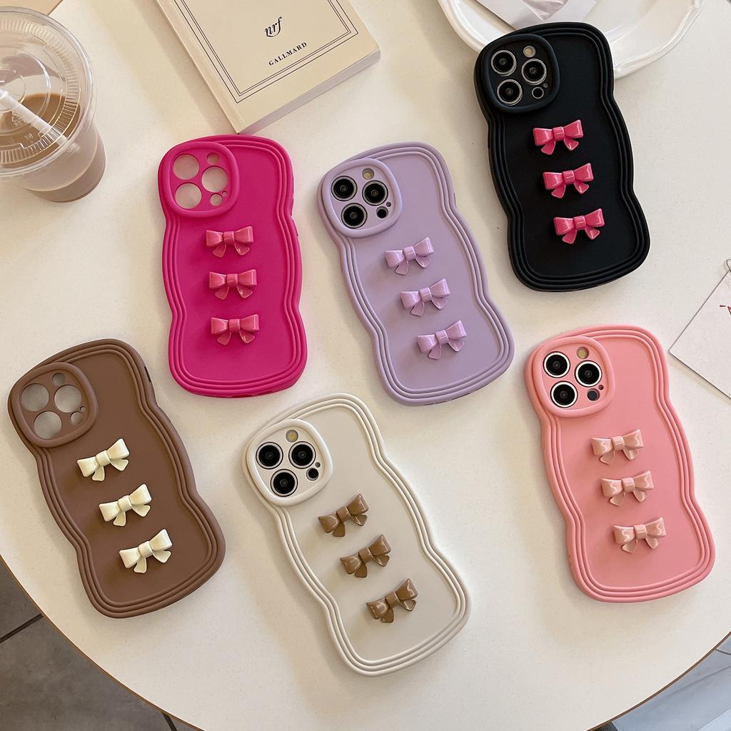 ins sweet and cool three-dimensional bow is suitable for iPhone16Pro max Apple 15 mobile phone case 12/13 soft case.