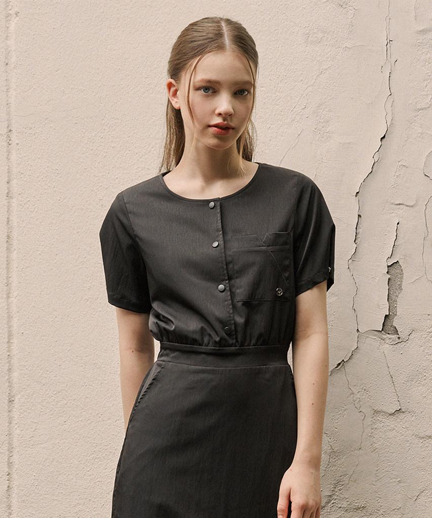 Micene En Armour Cape Layered Banding Long Dress