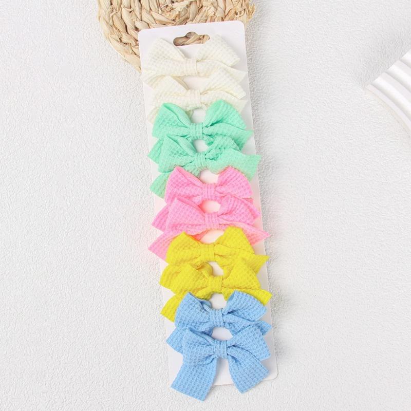 6/10Pcs Sweet Cute Solid Ribbon Bowknot Hair Clips for Baby Girls Handmade Bows Hairpins Barrettes Headwear Kids Hair Accessories