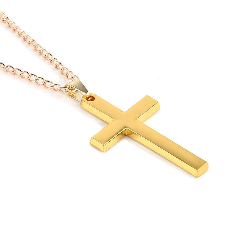 Wu's 2022 New Fashion Cross Pendant Necklace Ladies Mens Stainless Steel Chain Charm Necklace Cool Boys Girls Zircon Gift