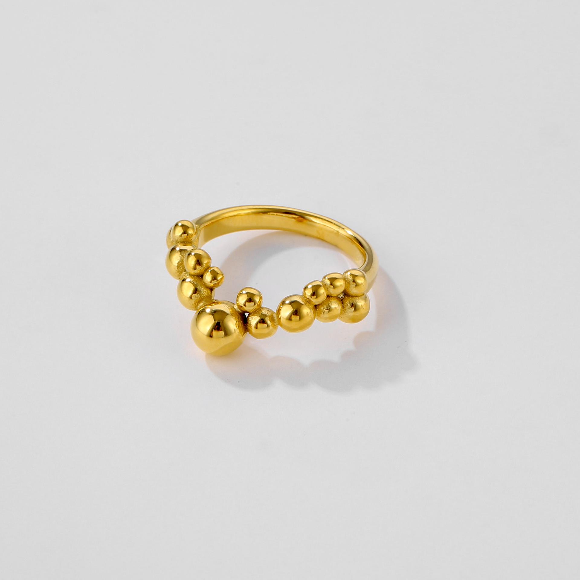 

Кольцо с бисером V-образной формы: Роскошные ювелирные изделия с покрытием из 18-каратного золота из нержавеющей стали Size 8 золотой