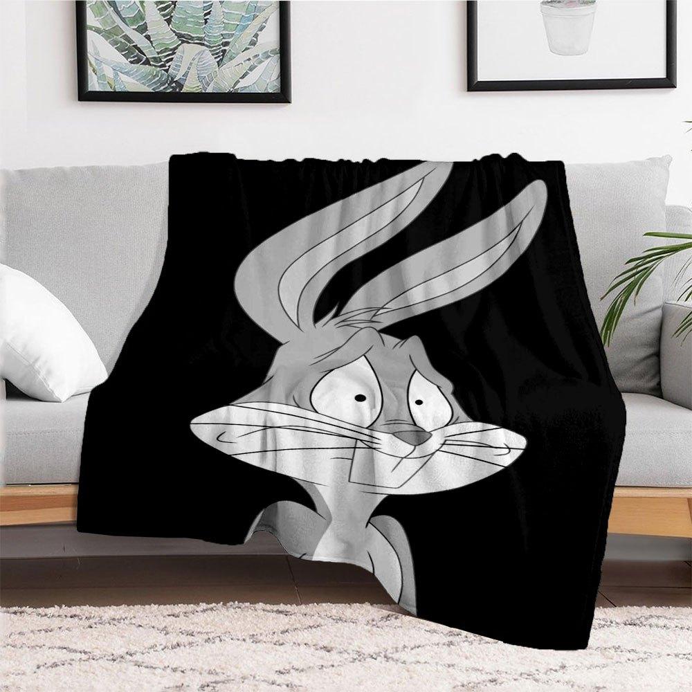 "Looney Tunes Bugs Bunny Poster - Classic Cartoon Art Print"Blanket Flannel Throw Blanket for Sofa, Bed, Travel, Camping, Office