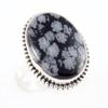 Natural Snowflake Obsidian Gemstone Handmade 925 Sterling Silver Ring S.8 t7g70