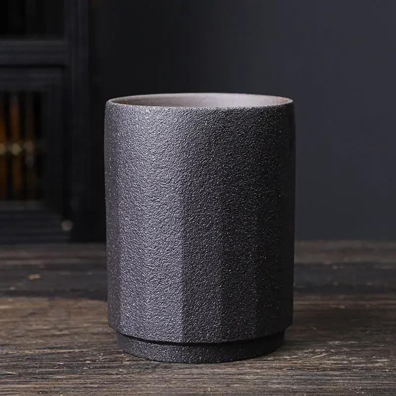 Vintage Handmade Chinese Stoneware Mug - Large Rustic Coffee Cup for Home & Office, Ceramic Tea Cup with Unique Design Gift Idea