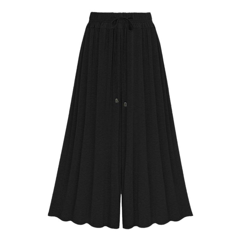 Plus Size Women's Cropped High-Waisted Wide-Leg Pants - European & American Style, Slimming & Loose Fit