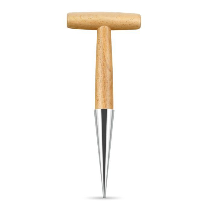 Plantoir à bulbes manche T bois & embout inox anticorrosion - outil jardinage