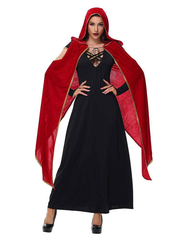 

Взрослый вампирский плащ темный готический костюм на Хэллоуин ведьма вампир черный красный L