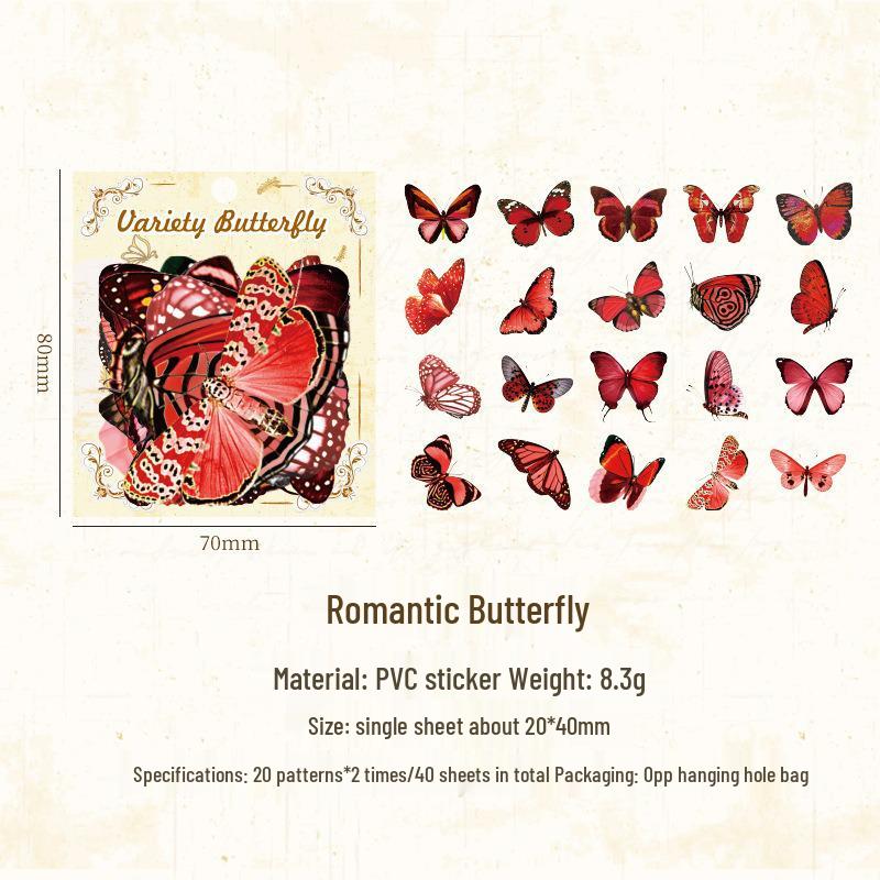 Yuezhen Exclusive Waterproof Butterfly Wing Journal Stickers - Retro Pack for Kids