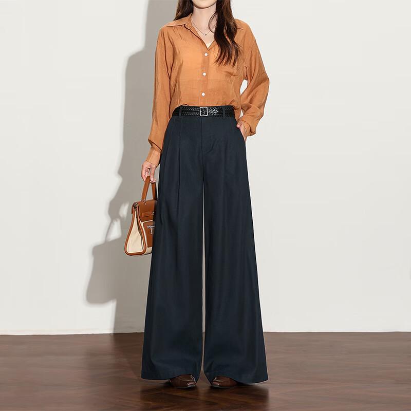 West Encounter Women's Retro Draped High-Waist Wide-Leg Pants