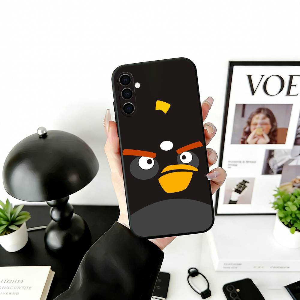 Funny Cartoon A-Angry B-Birds Phone Case Black Silicone Soft For Samsung Galaxy A73,A72,A71,A70,A53,A52,A51