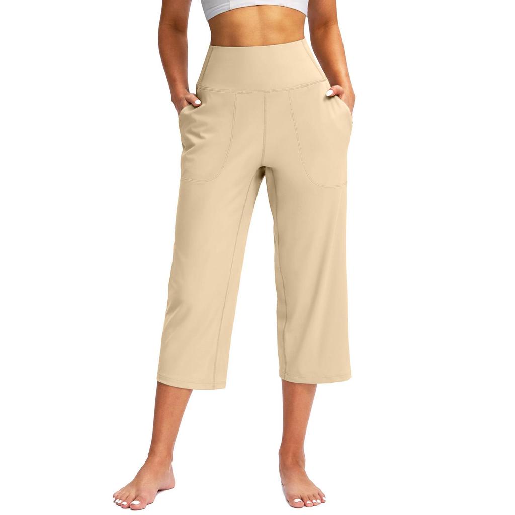 2025 Women's High-Waist Wide Leg Yoga Pants with Pockets and Tummy Control.