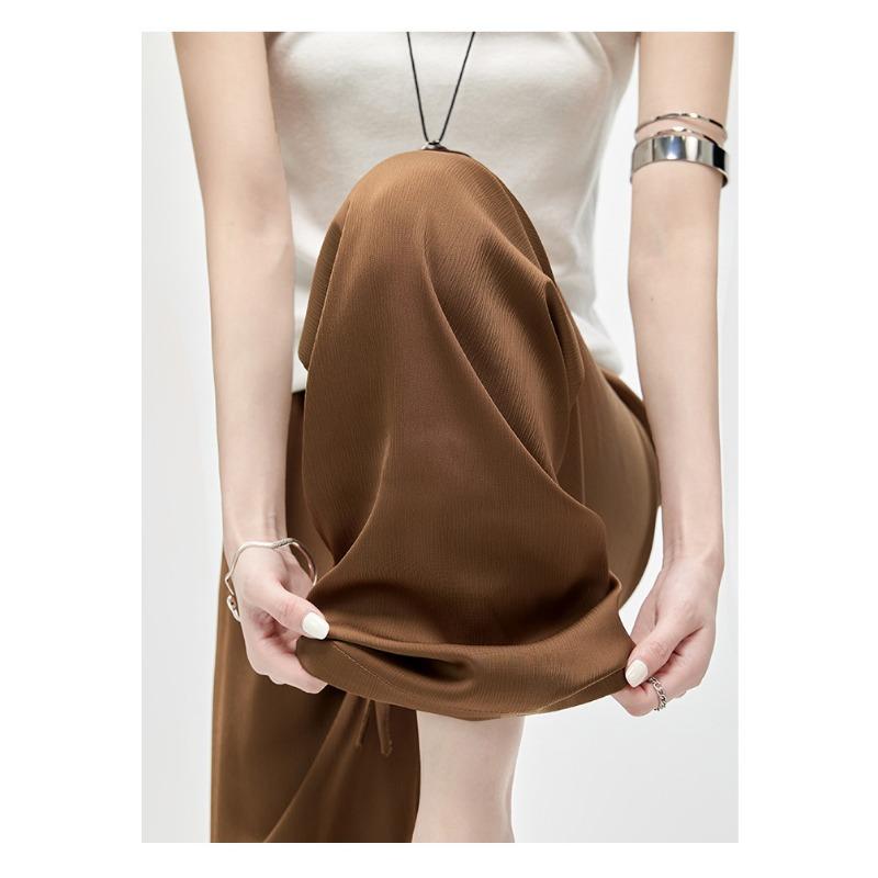 Ice Silk Wide-leg Pants Spring and Summer New Arrival Trousers for Women's with High Waist Slim, Loose and High-end Drape Casual Straight-leg Pants