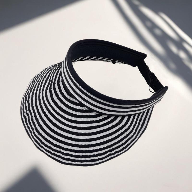 

Women s Striped Wide Brim Sun Hat Spring Summer Foldable Outdoor Sunshade Visor Beach Sunhat Accessory 56-59cm чорний