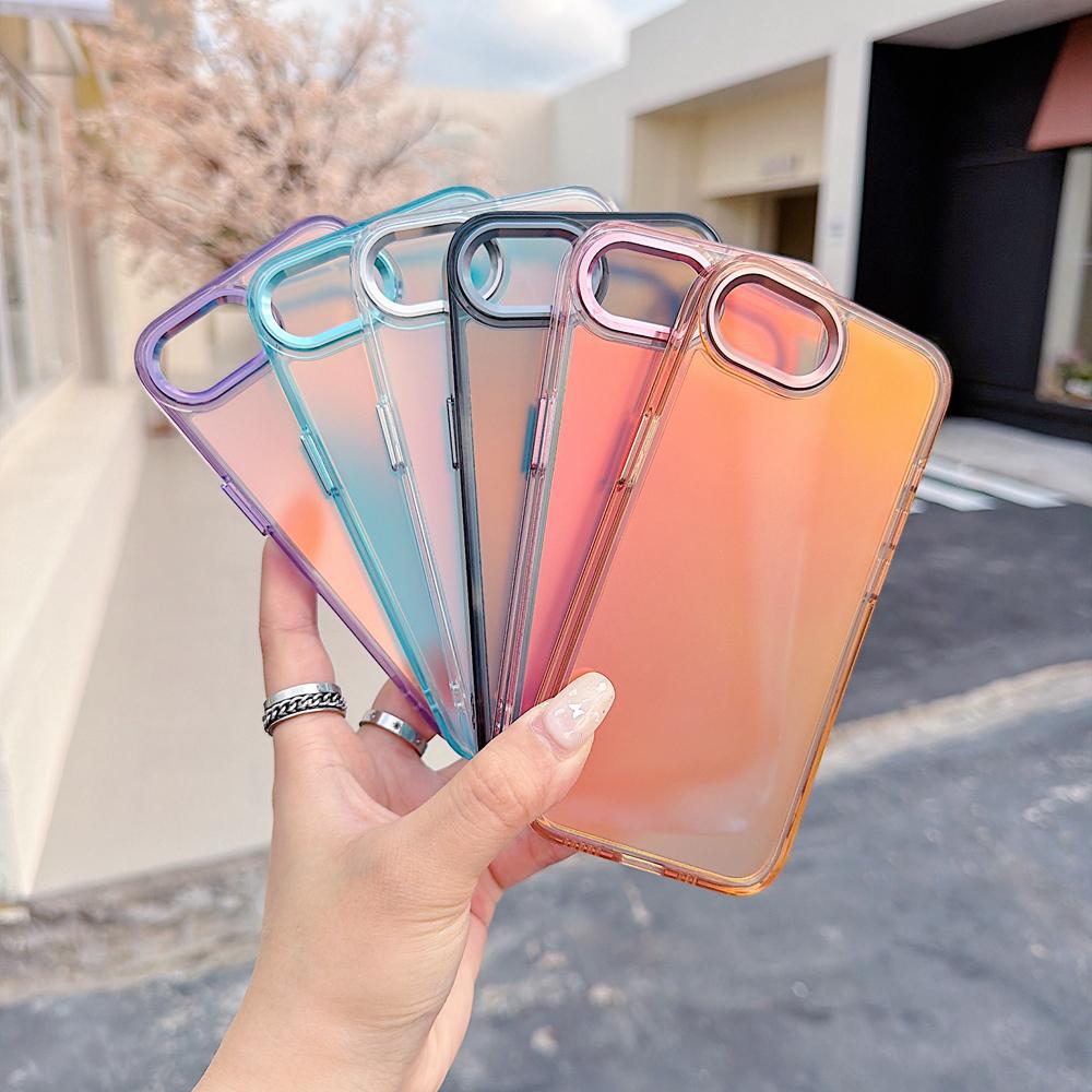 KEYSION Fashion Laser Gradient Colorful Phone Case for iPhone 17e 16e Soft TPU+PC Shockproof Back Cover for iPhone 16e 17e 2026