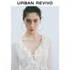 UR Women's Ruffle Textured Flared Sleeve Open-Front Shirt