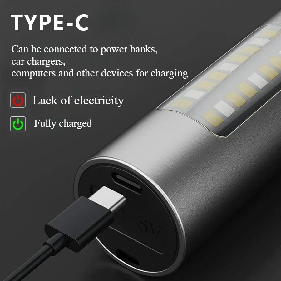 Powerful Portable LED Flashlights USB Rechargeable Flashlight with 6 Modes Red and White Lights Outdoor Camping Emergency Torch