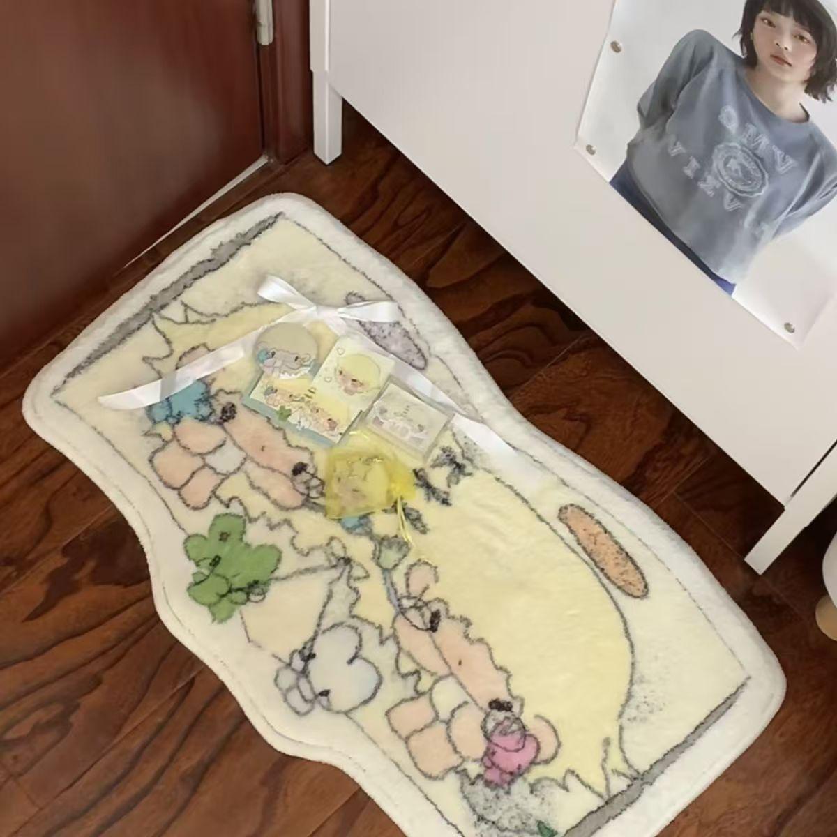

CODROK Cartoon Pattern Kids Bedroom Bedside Rug Cute Soft Fluffy Irregular Shape Carpets Kawaii Rugs Decor Home Room Area Rugs 40x70cm