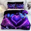 Butterfly Heart Digital Printed Bedding Set Cozy Soft Duvet Cover King Queen Twin Single Size Bithday Gift Bedroom Decoration