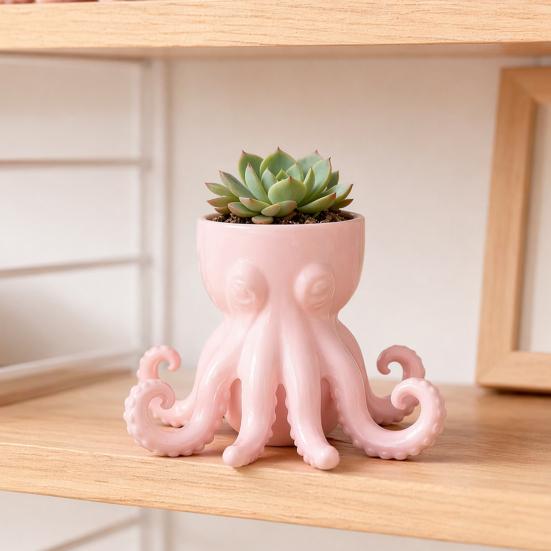 Porch Flowerpot 3D Printed Octopus Vase, Shaped Flowerpot, Creative Planter Pot, Plant Pot Funny Animal Statue for Indoor Outdoor Plants Garden