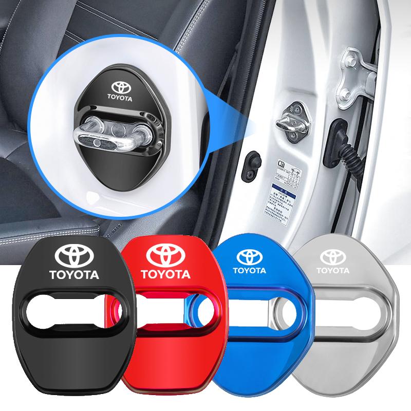 4Pcs Stainless Steel Car Door Lock Cover Case Sticker Accessories For Toyota Corolla Yaris Aygo Prius RAV4 Crown CHR Camry Auris AA9
