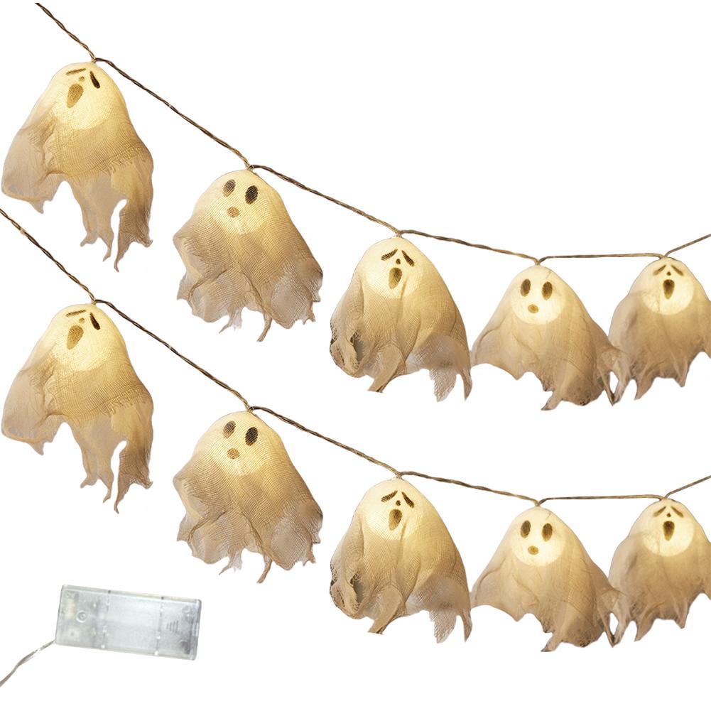 

Handmade Ghost String Lights 10 LED Battery Operated Ghost Pumpkin String Light for Home Indoor Outdoor Halloween Party Decor